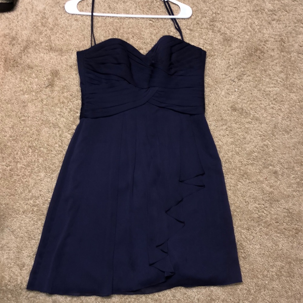 Purple semi-formal dress with sweetheart neckline